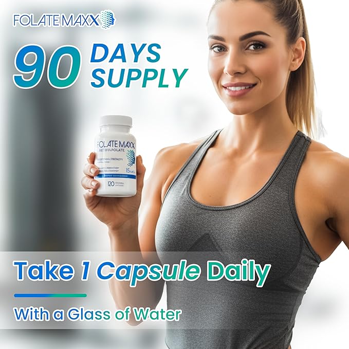 FolateMaxx L-Methylfolate 15mg, 120 Capsules – Doctor Formulated Methyl Folate Supplement for Women & Men – High Potency 5-MTHF for Energy, Mood & Focus – Non-GMO, Gluten-Free (4-Month Supply)