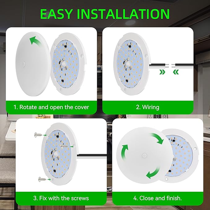 RV Light Interior 12V, 5Inch RV Ceiling Dome Light, LED Puck Lighting with ON/Off Switch, 700LM Camper Lighting Fixture for Boat Camper Trailer Car (Warm White 2Pack)