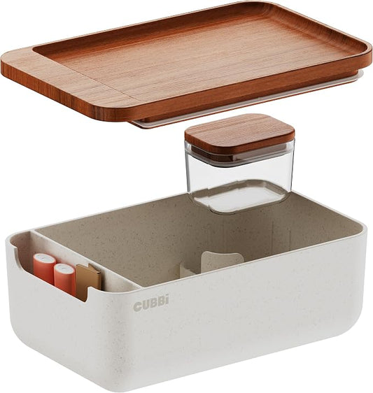 Cubbi - Airtight Box with Tray - Silicone Seals - 100% Air-Tight Storage Box with Accessories – White