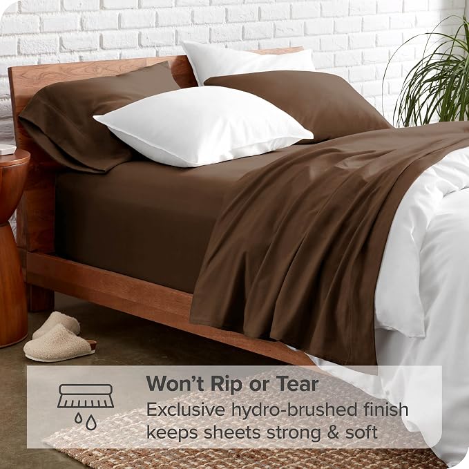 Bare Home King Sheet Set - 1800 Ultra-Soft Microfiber King Bed Sheets - Double Brushed - Deep Pockets - Easy Fit - 4 Piece Set - Bedding Sheets & Pillowcases (King, Cocoa)