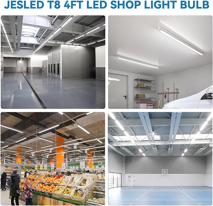 T8 LED Bulbs 4 Foot, LED Tube Lights 4ft Type A+B, 24W, 3200LM, 6 CCT(3000K-6500K) Plug and Play or Ballast Bypass, Fluorescent Light Bulb 48 Inch T10 T12 Tube Replacement, Dual-Ended, Frosted,12 Pack
