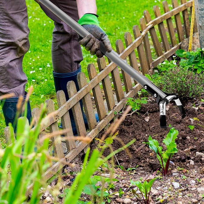Walensee Action Hoe for Weeding Stirrup Hoe Tools for Garden with Adjustable 36-66 Inch Scuffle Loop Hoe Gardening Weeder Cultivator Durable Handle Weeding Rake with Cushioned Grip