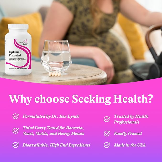Seeking Health Optimal Prenatal - ビタミンB12、L-メチル葉酸、コリン配合サプリメント - 最適な妊娠期健康をサポートするベジタリアンサプリメント - 240カプセル