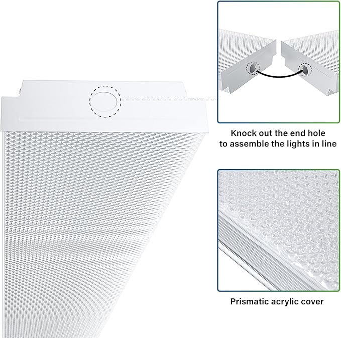 ANTLUX 4FT LED Wraparound 40W Shop Lights for Garage, 4400lm, 6000K, 4 Foot Crystal LED Wrap Light, 48 Inch Integrated Linear Strip Flush Mount Office Workshop Ceiling Lighting Fixture, 4 Pack