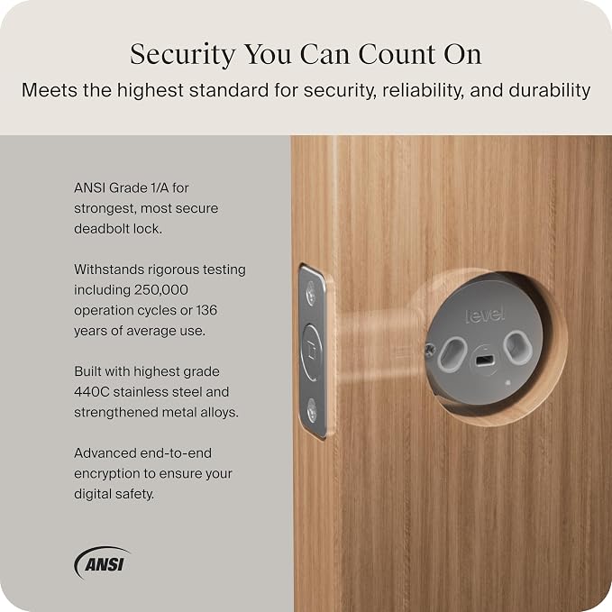 Level Bolt Smart Deadbolt - Make Your Lock Smart Without Changing Keys or Hardware - Matter-Over-Thread - Keyless & Remote Access via Apple, Alexa, Google Home, SmartThings