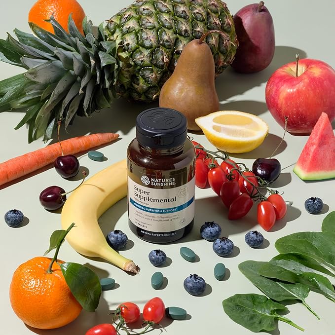 Nature's Sunshine Super Supplemental sans fer : Multivitamine complète avec minéraux, antioxydants et plus pour combler les lacunes nutritionnelles, la santé globale, le soutien immunitaire et énergétique. 120 comprimés
