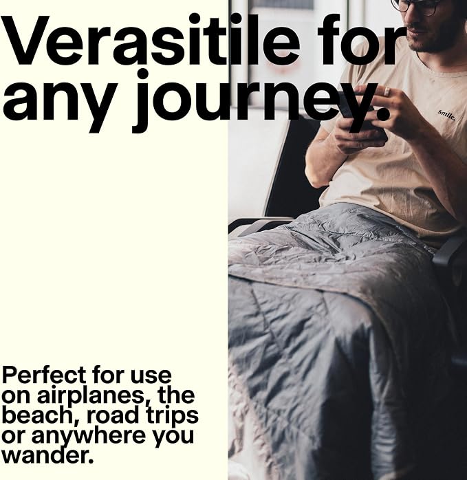 Gravel Layover Travel Blanket – Ultra-Light Compact Blanket for Camping and Outdoor Adventures - Down Alternative Portable Travel Blanket for Layovers & Road Trips (Blue)
