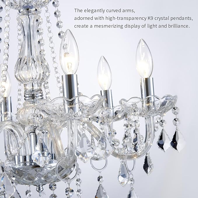 Crystal Chandelier Light Fixture, Modern K9 Crystal Chandelier Dining Room Light Fixture, Crystal Pendant Ceiling Light for Bedroom Modern Lighting Fixture for Living Room Kitchen Island Hallway