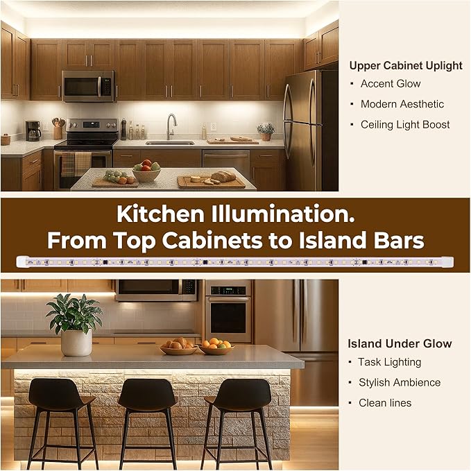 cambk Hardwired Under Cabinet Lighting for Kitchen,24inch120V Wired Undercounter Led Strip Lights 6000K White Waterproof, Luces para Cocina Bajo Gabinete Under Shelf Lights for Sink/Workbench