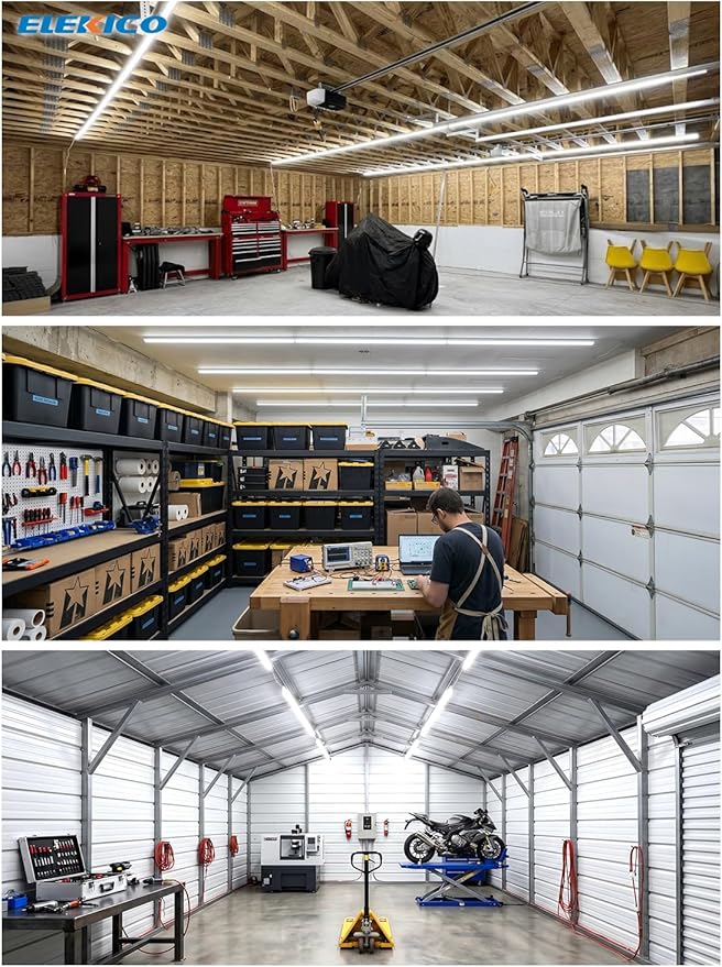 Super Bright 100w 8ft Led Shop Lights 10-Pack| 5000K 15000lm Linkable 8' Led Ceiling Garage Lighting Light Fixtures For Upgrades Garage Shop Workshop Warehouse Barn Lighting| Fluorescent Replacement
