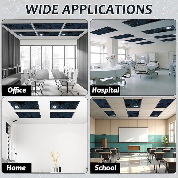 8 Pcs Fluorescent Light Covers with 80 Magnets Decorative for Classroom Ceiling Lights 4 x 2 Feet Magnetic Light Cover Filter Easy Install for Office Hospitals Drop Home Ceiling Supplies (Dark Forest)