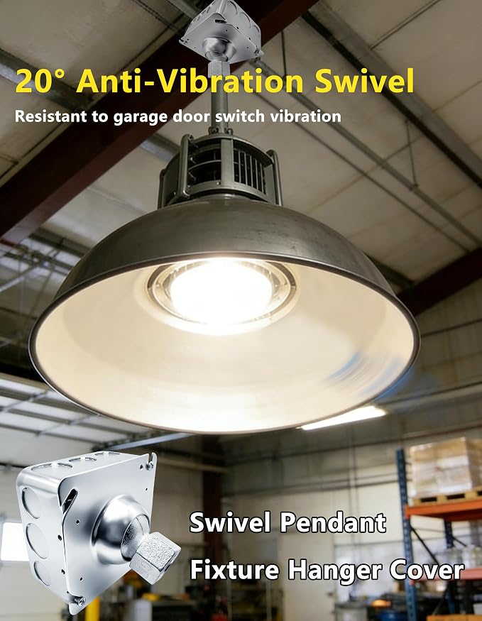 SIHAI 2 Packs 4-Inch Square Swivel Pendant Fixture Hanger Cover, Heavy Duty for Mounting on Flat/Sloped Ceilings, Fits 4" Square Electrical Box, 1/2" & 3/4" Conduit
