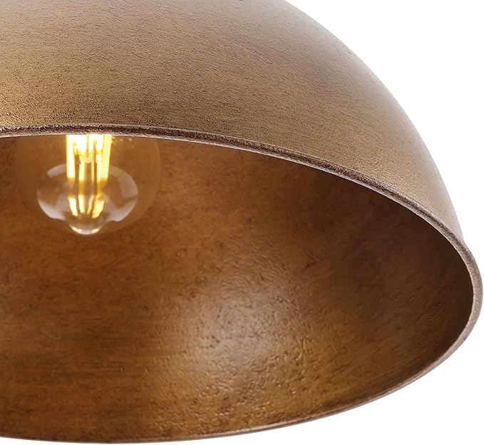 LamQee 13 Inch Antique Brown Metal Pendant Light Kitchen Island, Farmhouse Modern Dome Pendant Light Fixtures Ceiling Hanging Lighting Chandelier for Dining Room Over Table, Bar, Hallway, Entryway