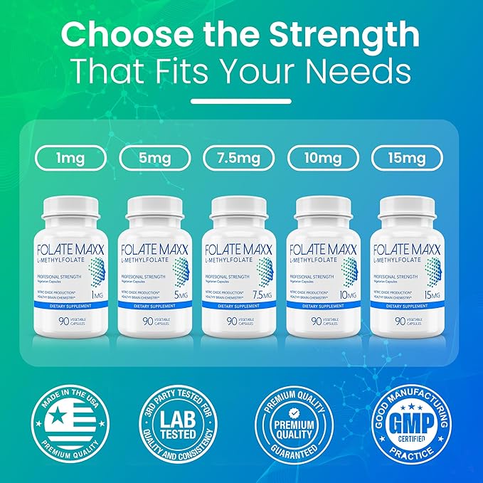 FolateMaxx L-Methylfolate 15mg, 120 Capsules – Doctor Formulated Methyl Folate Supplement for Women & Men – High Potency 5-MTHF for Energy, Mood & Focus – Non-GMO, Gluten-Free (4-Month Supply)