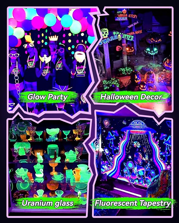 42W LED Black Light Bar, Blacklight with 6FT Cord+Switch+Plug, Glow in The Dark Black Lights Party Supplies for Halloween Decorations, Fluorescent Poster, Body Paint, Classroom, Bedroom