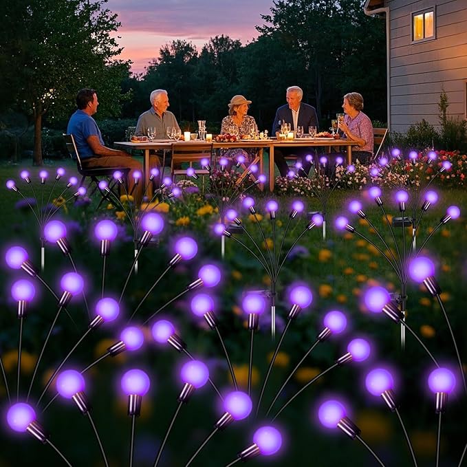 NBQQ Solar Garden Lights Outdoor, Waterproof Solar Powered Lights for Yard Pathway Patio, Swaying Lawn Decor as Gardening Gifts for Women Holiday (Purple, 2 Pack)