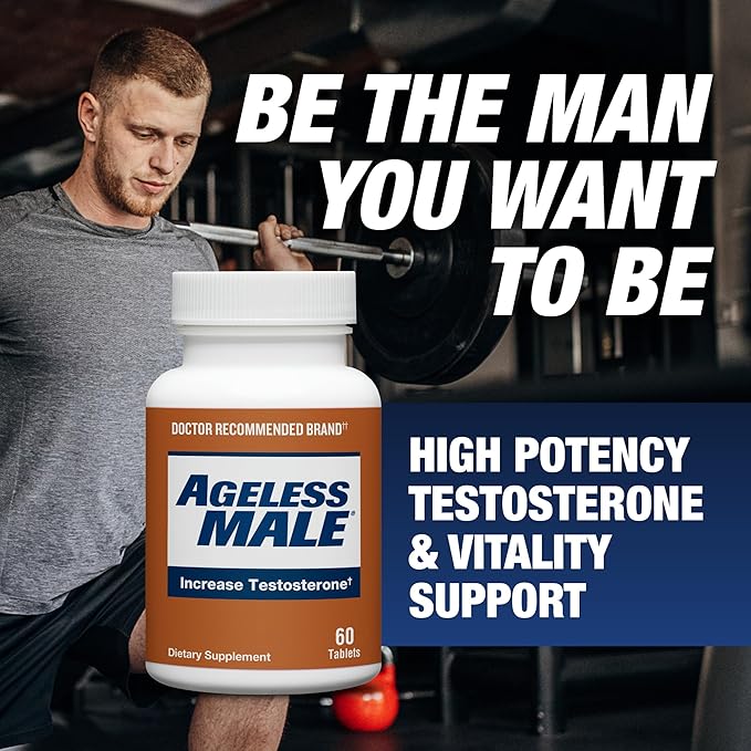 Ageless Male Free Testosterone Booster Supplement for Men, 120 Tablets