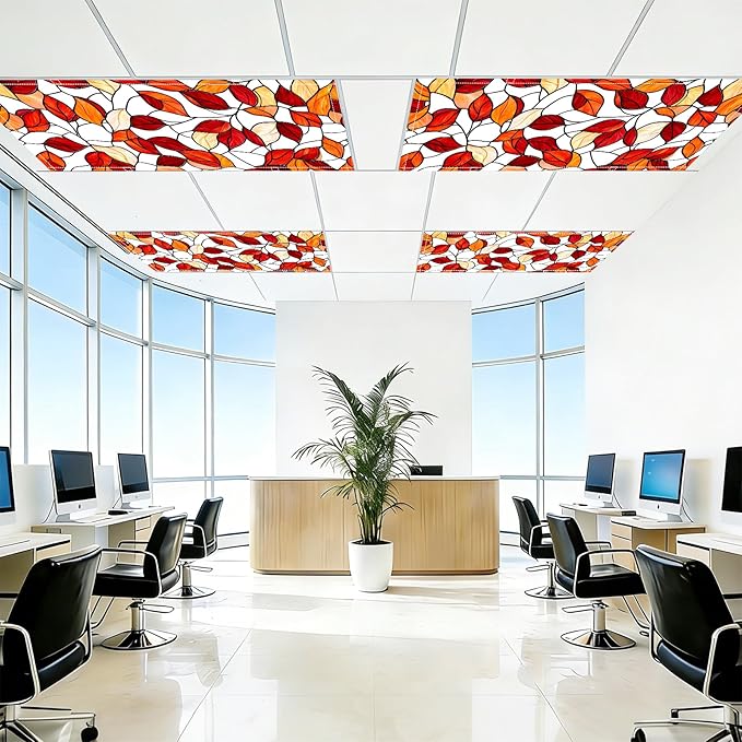 4 Pack 2x4 FT Magnetic Fluorescent Light Covers, Ceiling Light Filters for Classroom Office Home Hospital, Easy Install Decorative Drop Ceiling Panels