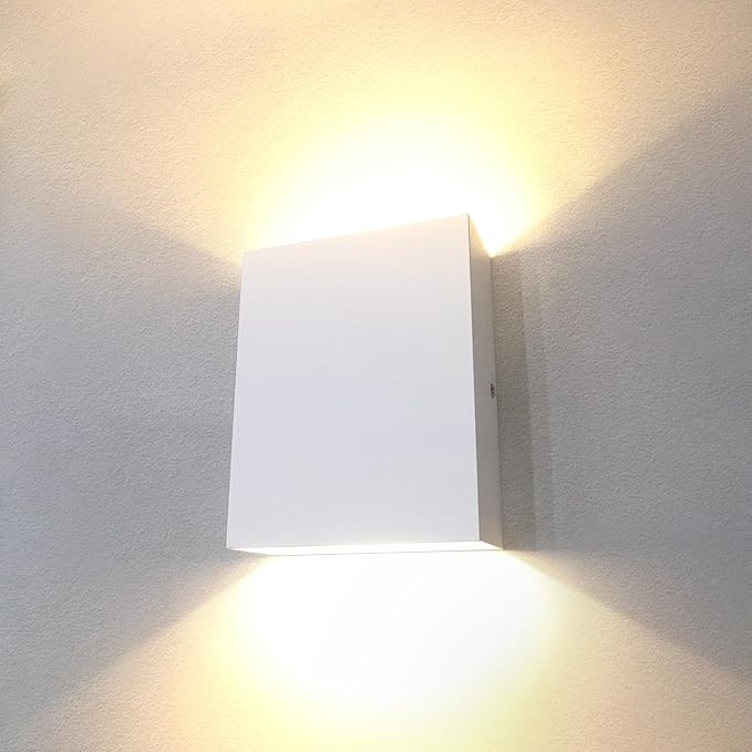 KICAAO LED Wall Sconces Set of Two, 12W Modern Wall Lamp, White Up Down Wall Mount Lights for Living Room Hallway Bedroom Decor, Hardwired Aluminum Wall lamp (White-1pcs)