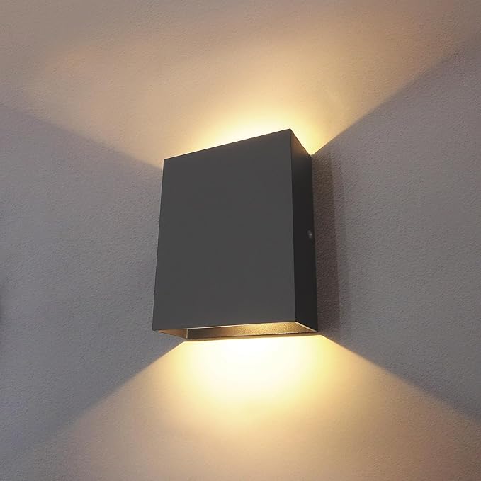 KICAAO LED Wall Sconces 4 Pack, 12W Modern Wall Lamp, Black Up Down Wall Mount Lights for Living Room Hallway Bedroom Decor, Hardwired Aluminum Wall Light