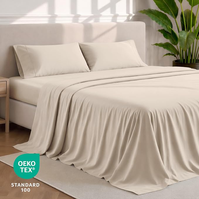 Bare Home Twin Sheet Set - 1800 Ultra-Soft Microfiber Twin Bed Sheets - Double Brushed - Deep Pockets - Easy Fit - 3 Piece Set - Bedding Sheets & Pillowcases (Twin, Sand)