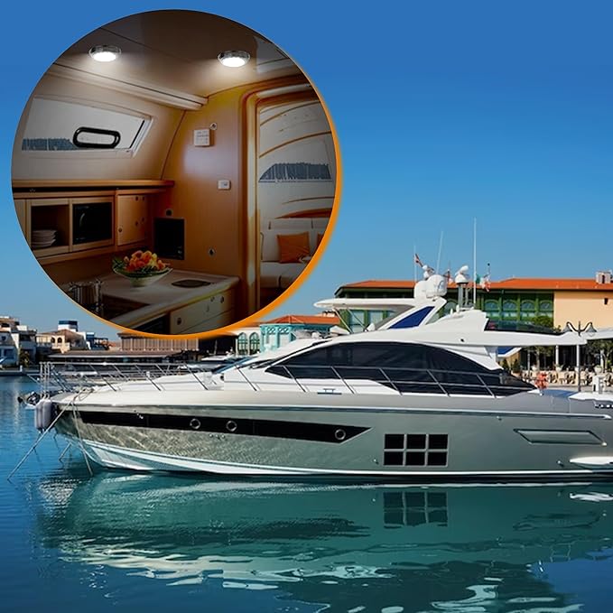 RVZONE Marine Boat Dome Light 12V LED Marine Lights Interior with Toggle Switch 7" LED Boat Cabin Lighting with Stainless Steel Surface Mount