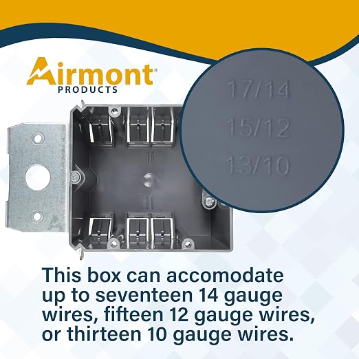 (8 Pack) Adjustable 2-Gang Electrical Box for New Construction – Heavy-Duty Grey PVC Switch & Outlet Box with Metal Bracket, ETL Listed Junction Box for Switches, Outlets & Wiring Projects