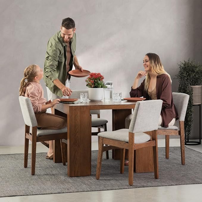 Transformer Table - Solid Wood Extendable Dining Table with 4 Stackable Chairs, Seats 2-12, Expandable Table, Space-Saving Furniture, Dark Walnut, Brown Finish (Table + 4 Chairs)