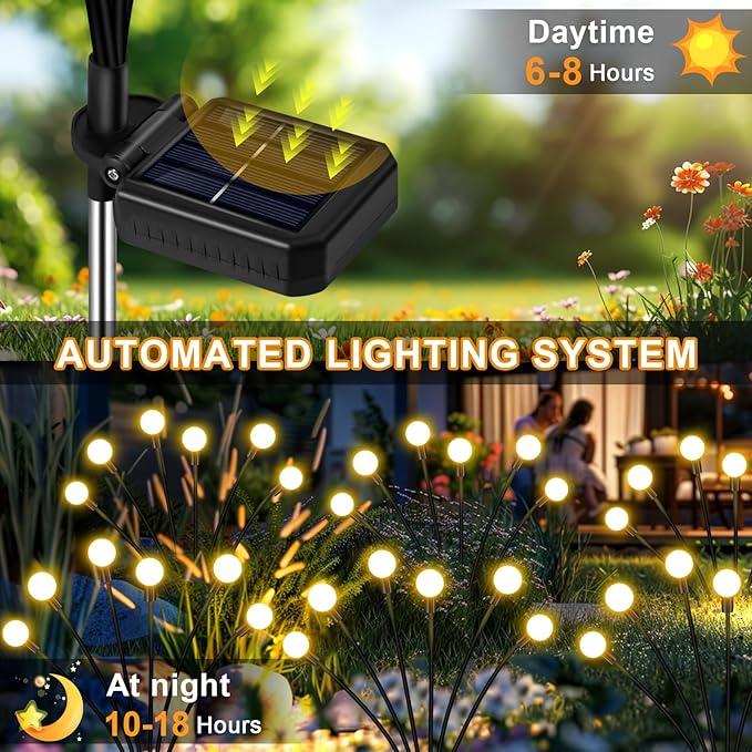 NBQQ Solar Garden Lights Outdoor, Waterproof Solar Powered Lights for Yard Pathway Patio, Swaying Lawn Decor as Gardening Gifts for Women Holiday(Warm White, 10 Pack)