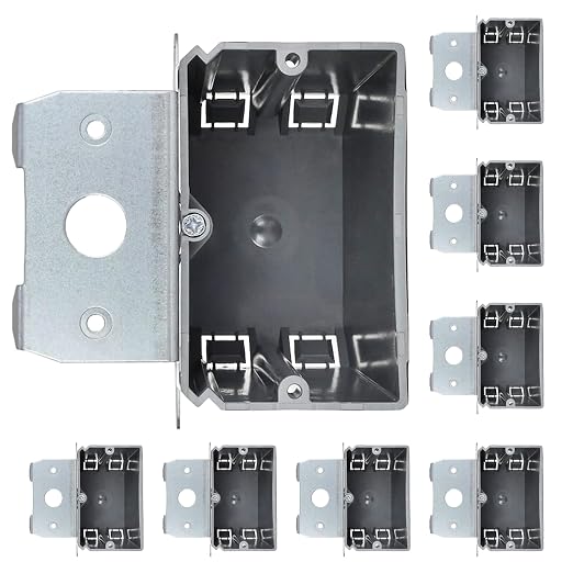 (8 Pack) Adjustable 1-Gang Electrical Box for New Construction – Heavy-Duty Grey PVC Switch & Outlet Box with Metal Bracket, ETL Listed Junction Box for Switches, Outlets & Wiring Projects