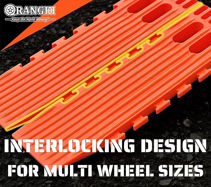 ORANGEE® 4 Pack Interlocking Tire Skate for Tow Truck, Rollback Wrecker Truck Neon Orange Color
