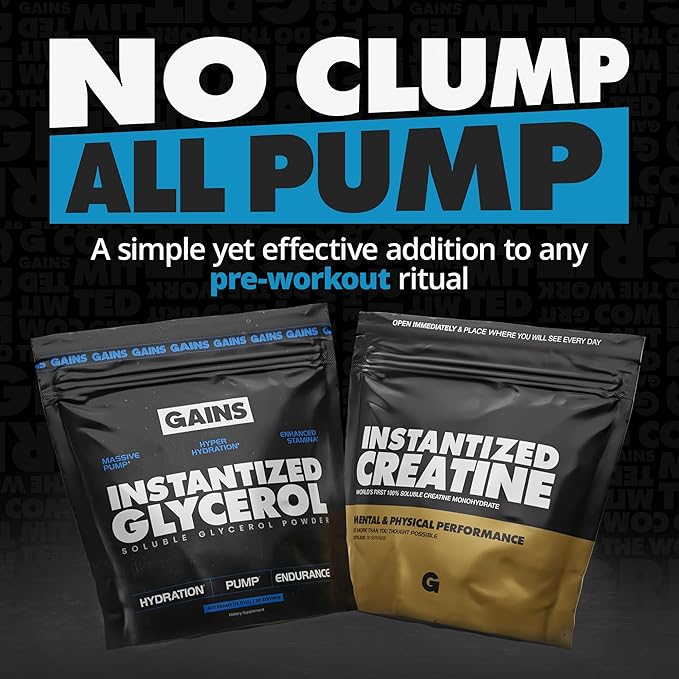 Gains in Bulk インスタントグリセロールパウダー ワークアウト前フォーミュラ 筋肉回復、パンプ、水分補給サポート用 男女兼用ワークアウトサプリメント 無糖 固まりにくい 無香料 80食分
