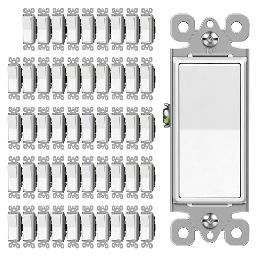 CML 3 Way Matte White Decorator Wall Light Switch, Single Pole or Three Way, 15A 120/277V, On/Off Paddle Rocker Interrupter, UL Listed, 50 Pack