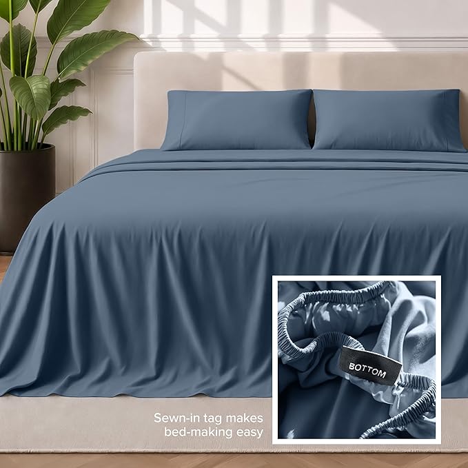 Bare Home Queen Sheet Set - 1800 Ultra-Soft Microfiber Queen Bed Sheets - Double Brushed - Deep Pockets - Easy Fit - 4 Piece Set - Bedding Sheets & Pillowcases (Queen, Bering Sea)