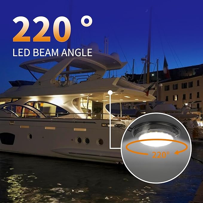 RVZONE Marine Boat Dome Light 12V LED Boat Interior Lights with Toggle Switch 5.5" LED Boat Cabin Light with Stainless Steel Surface Mount
