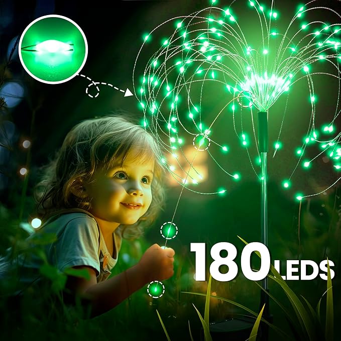GIGALUMI Garden Outdoor Decor Lights 120LED 2Pack, Solar Garden Lights for Yard Outside Fairy Decorative,Solar Powered for Yard Pathway Flowerbed Planter Balcony Patio Decor（Green）