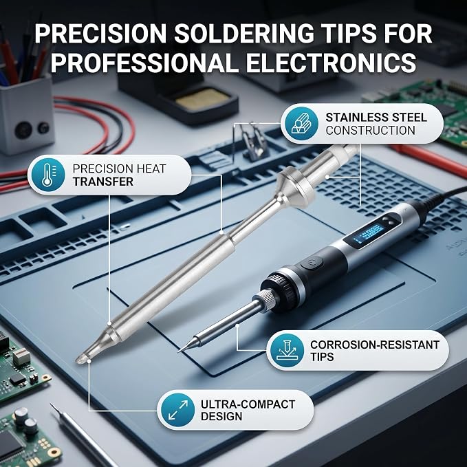 Mini Stainless Steel Soldering Iron Tips Replacement for TS100 TS-BC2 with Precision Fit and Corrosion Resistance for Electronics Repair Technicians and Hobbyists
