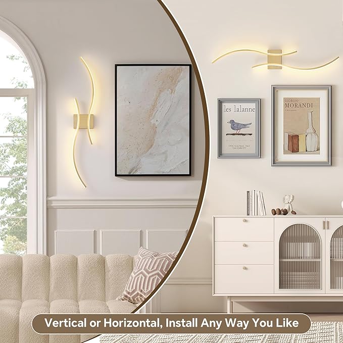 Battery Operated Wall Sconce Set of 2, Dimmable Modern LED Rechargeable Wall Light with Remote Control, Wall Decor for Living Room, Hallway, Quick Install, No Electrician Required