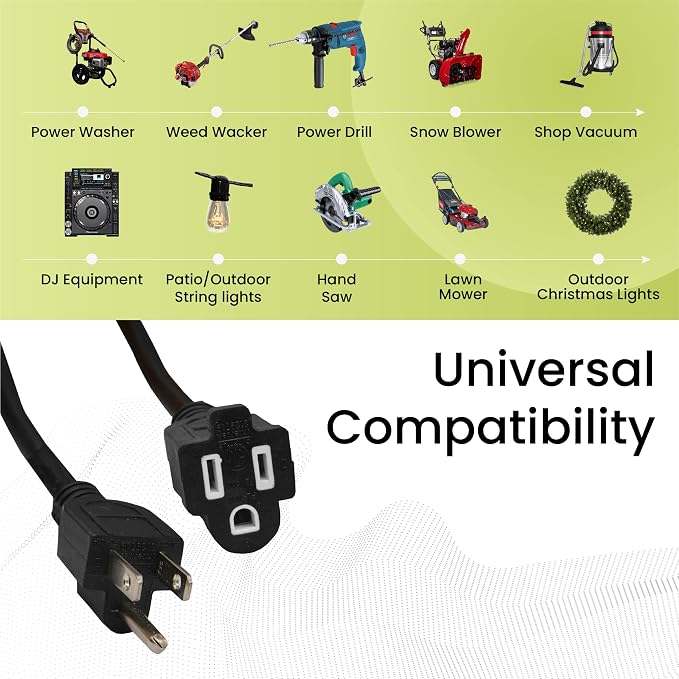 Power By GoGreen Go Green Power Inc. (GG-13715BK) 16/3 SJTW Outdoor Extension Cord, Black, 15 ft