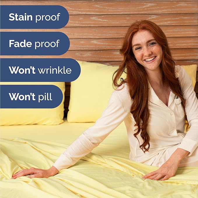 Cal King 6 Piece Sheet Set - Comfy Breathable & Cooling - Ultra-Soft Hotel Luxury Bedding Set with 8-16 Inch Deep Pockets - 1 Flat & 1 Fitted Sheet & 4 Pillowcases - Wrinkle Free & Easy Care - Yellow