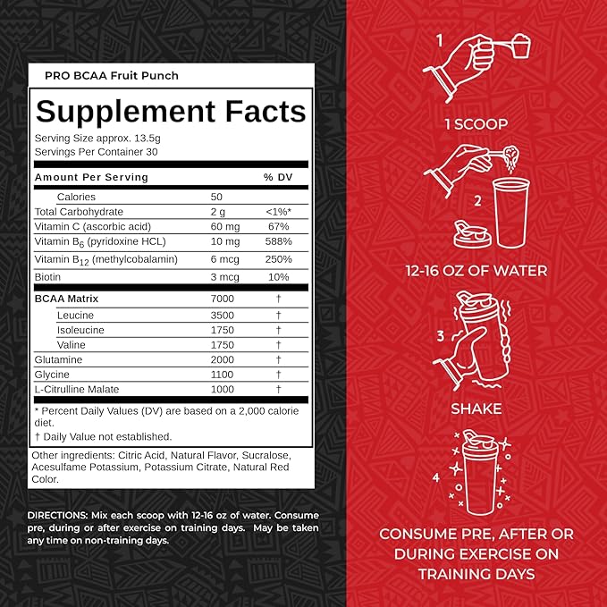 Max Muscle Pro BCAA, Aminos for The Relentless, 7G BCAA, Post Workout Muscle Recovery (Fruit Punch)