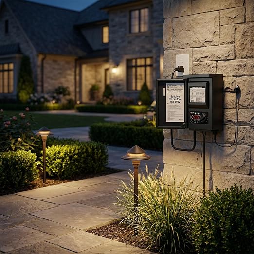 GOLDEN STAR 200W Low Voltage Transformer Outdoor Landscape Power Pack 120V AC to 12V AC with Sensor and Weather Shield for LED Lighting, Spotlight, Pathway Light, ETL Listed