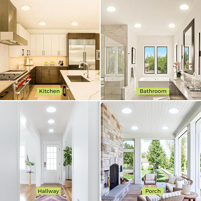 hepside 1PACK Flush Mount LED Ceiling Light Fixture White, 6.5Inch 12Watt, Dimmable & 3000K-4000K-6500K Ceiling Lamp 1200LM Low Profile Ceiling Light for Kitchen Bedroom Hallway Porch