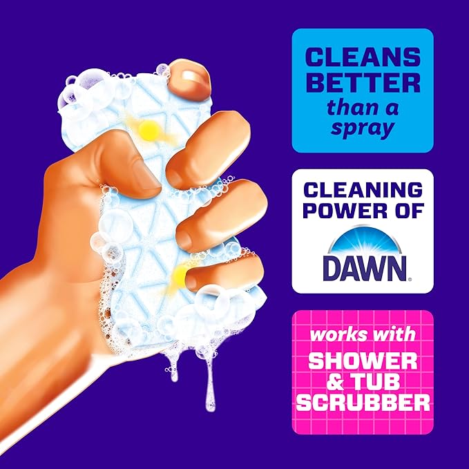 Éponge magique effaceur de taches Mr. Clean, nettoyant pour salle de bain, douche, baignoire, éliminateur de résidus de savon, fournitures de nettoyage de salle de bain, puissance de nettoyage Dawn avec parfum de citron, douche et baignoire, 6 unités