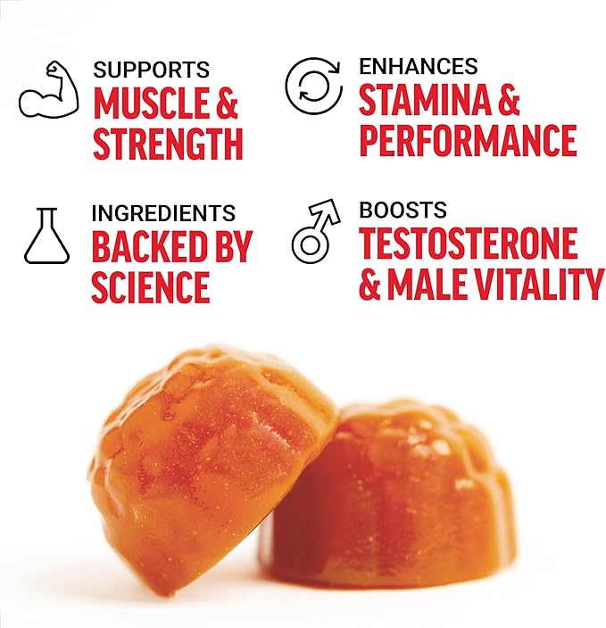 Force Factor Test X180 Gummies Testosterone Booster for Men with Tongkat Ali, Horny Goat Weed, Tribulus Terrestris, Fenugreek, & Black Maca, Testosterone Supplement for Men, Berry Punch, 60 Gummies