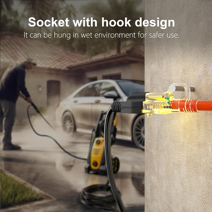 HUANCHAIN 12/3 Gauge 150 ft Outdoor Extension Cord Waterproof Heavy Duty with Lighted end, Flexible Cold-Resistant 3 Prong Electric Cord Outside, 15Amp 1875W 12AWG SJTW, Orange, ETL