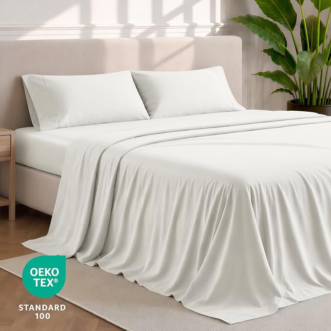 Bare Home Queen Sheet Set - 1800 Ultra-Soft Microfiber Queen Bed Sheets - Double Brushed - Deep Pockets - Easy Fit - 4 Piece Set - Bedding Sheets & Pillowcases (Queen, Cream)
