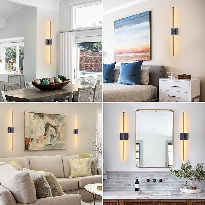 15800 mAh Battery Operated Wall Sconces with Remote Control Dimmable Wall Sconces Set of Two 3000K LED Brass Gold and Black Wireless Wall Light Battery Powered Cordless Rechargeable Sconces Decor