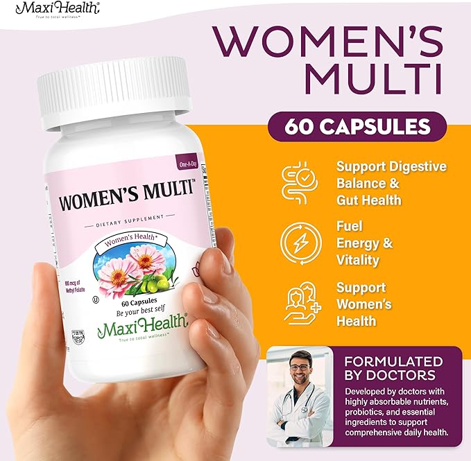 Womens Multivitamin – Methylated Multivitamin for Women with 23 Key Vitamins C, D, B6, B12, Calcium, Probiotics, Biotin & More - Energy, Skin, Nails & Gut Health Support - Kosher 60 Capsules