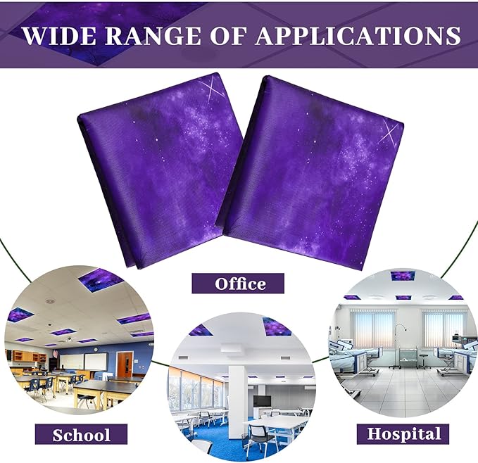 Hortsun 12 Pcs Fluorescent Light Covers Bulk, 4 x 2 ft Magnetic Fluorescent Drop Ceiling Lighting Covers Light Filter Shade for Home, Office, Hospital, School Classroom Decoration(Forest, Milky Way)